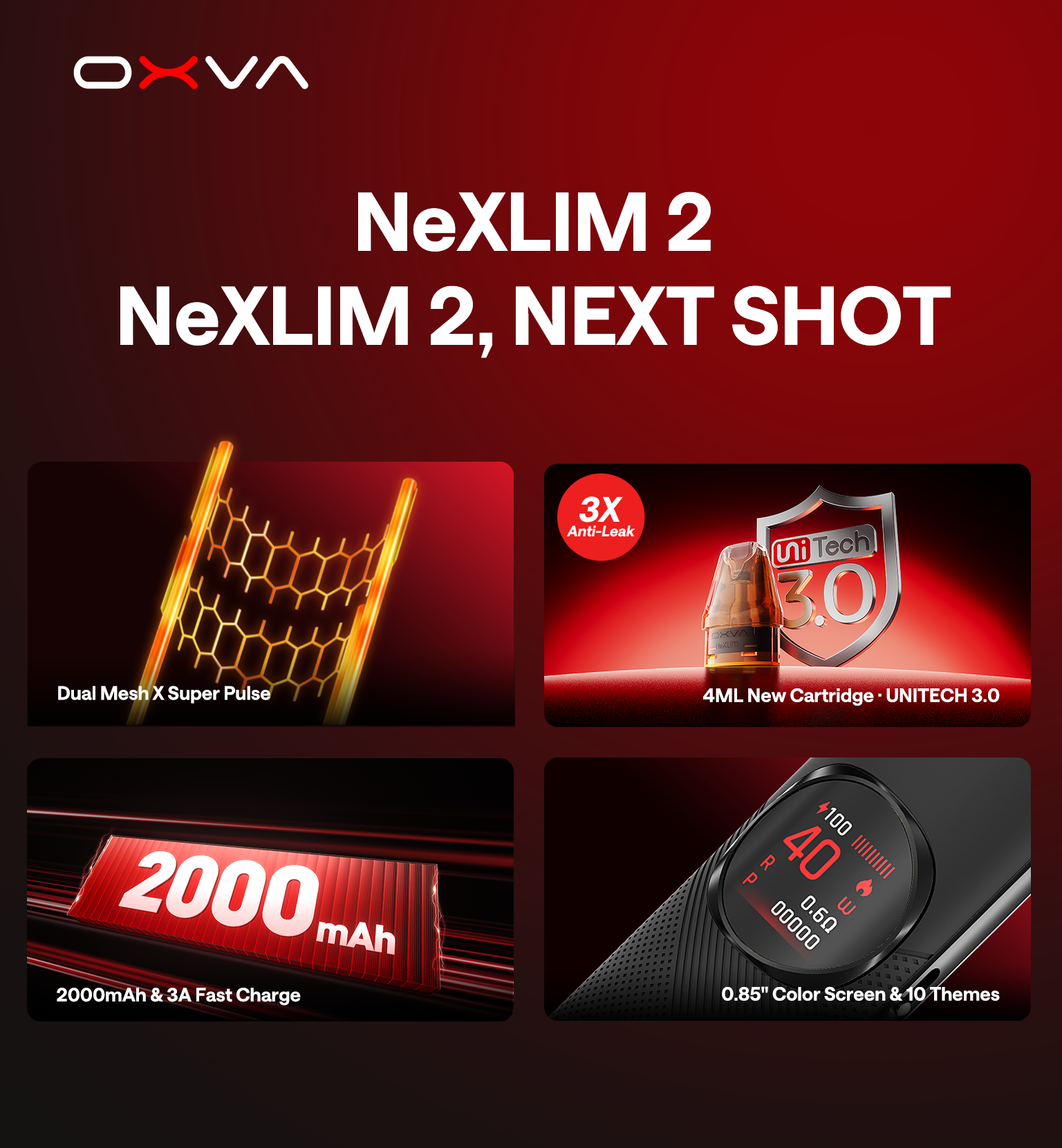 OXVA NeXLIM 2 2000 mAh hlavní výhody